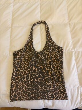Leopard Prin One-Piece Halter Tank Top - Brown